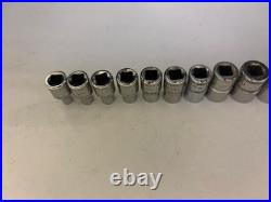 Snap On Tools 1/4 Shallow Socket Set 4-15mm Inc 5.5mm 6pt Metric 13pc Set Used