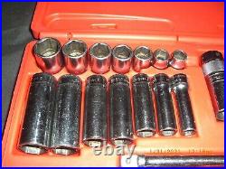 Snap On Tools 22 Pc. 3/8 Dr. Metric 6-Point General Service Socket Set 222AFSMP