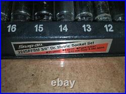 Snap On Tools 3/8 8mm 19mm 24 piece 6 Point Shallow & Deep Chrome Sockets