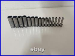 Snap On Tools 3/8 Deep Flank Drive Socket Set 6-20mm 6pt 15pc Set