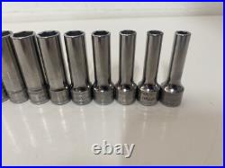 Snap On Tools 3/8 Deep Flank Drive Socket Set 6-20mm 6pt 15pc Set