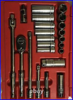 Snap On Tools 3/8 Drive 22pc Metric Socket Wrench Set In Hard Red Case 222afsmp