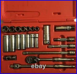 Snap On Tools 3/8 Drive 22pc Metric Socket Wrench Set In Hard Red Case 222afsmp
