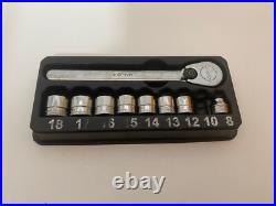 Snap On Tools 3/8 Low Profile Socket Set And Ratchet Metric Missing 10mm