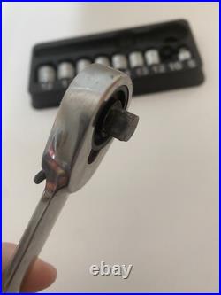 Snap On Tools 3/8 Low Profile Socket Set And Ratchet Metric Missing 10mm