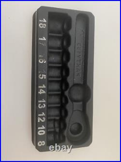 Snap On Tools 3/8 Low Profile Socket Set And Ratchet Metric Missing 10mm