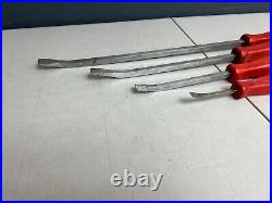 Snap On Tools 4 Piece Pry Bar / Chisel Set 24 18 12 8 Red Handle USA