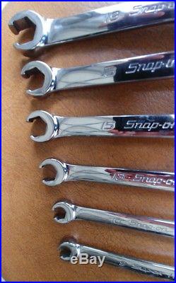 Snap On Tools 6 Pc Metric Double Flare Nut/Line Wrench Set RXFMS606B Ships Free