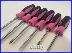 Snap On Tools 6pc Pink Soft Grip Combination Screwdriver Set