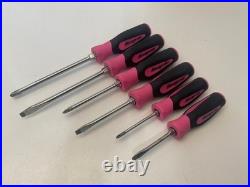 Snap On Tools 6pc Pink Soft Grip Combination Screwdriver Set