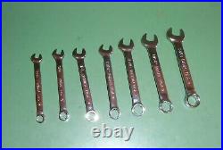 Snap On Tools 7pc SAE 12pt Midget Flank Drive Combination Wrench Set OXI707BK