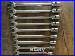 Snap On Tools 9-Piece SAE Open & Socket End Combo Wrench Set 3/8-7/8