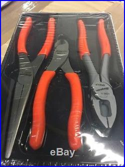 Snap On Tools Brand New Boxed Orange Pliers Cutters Long Nose Set X 3