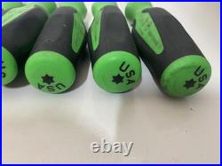Snap On Tools Torx Screwdriver Set Green Handle T8-T45 With Tray SGDTX