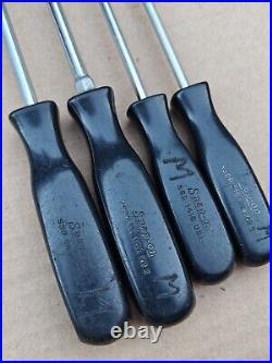 Snap On Tools USA 4pc 16 Long Phillips Flat Screwdrivers Hard Handle Vintage