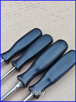 Snap On Tools USA 4pc 16 Long Phillips Flat Screwdrivers Hard Handle Vintage