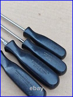 Snap On Tools USA 4pc 16 Long Phillips Flat Screwdrivers Hard Handle Vintage