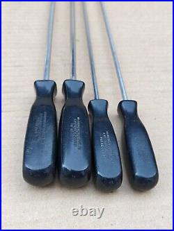 Snap On Tools USA 4pc 16 Long Phillips Flat Screwdrivers Hard Handle Vintage