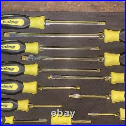 Snap On Tools Used SGDX160BFHV 16pc Hi-Viz Yellow Soft Grip Foam Screwdriver Set Snap On Tools Used SGDX160BFHV 16pc Hi-Viz Yellow Soft Grip Foam Screwdriver Set