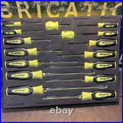 Snap On Tools Used SGDX160BFHV 16pc Hi-Viz Yellow Soft Grip Foam Screwdriver Set Snap On Tools Used SGDX160BFHV 16pc Hi-Viz Yellow Soft Grip Foam Screwdriver Set
