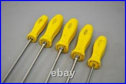 Snap On USA Extra Long Flat & Phillips Head Cabinet Screwdriver Set 5pc Yellow