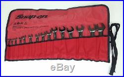 Snap-On Wrench Set Stubby 15 piece Roll Up Canvas Case 1/4 to 1 12 Point USA