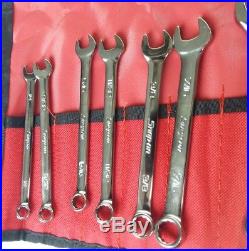 Snap-On Wrench Set Stubby 15 piece Roll Up Canvas Case 1/4 to 1 12 Point USA