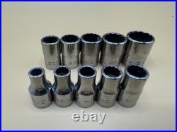 Snap on 10 pc 1/4 Drive 12-Point SAE Shallow Socket Set (3/16-9/16)