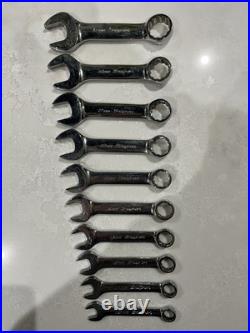 Snap on 10 piece Metric 10 19mm midget combination wrench set OXIM710B stubby