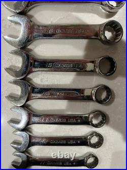 Snap on 10 piece Metric 10 19mm midget combination wrench set OXIM710B stubby