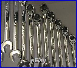 Snap-on 14 Piece Metric Flank Drive Plus Ratcheting Wrench Set 6mm 19mm