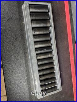 Snap-on 15 Piece 1/2 6-Point Flank Drive Deep Impact Socket Set