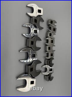 Snap-on 16 pc 9-24 3/8 Drive Metric Open-End Crowfoot Wrench