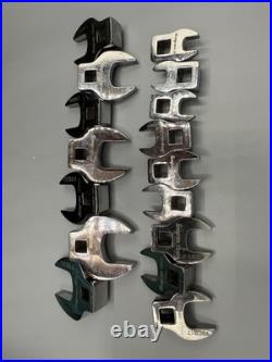 Snap-on 16 pc 9-24 3/8 Drive Metric Open-End Crowfoot Wrench