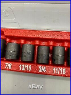 Snap on 1/2 drive 3/8-1 6-point Shallow Impact Socket Set 311IMYA 11 pc (T250)