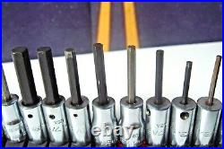 Snap-on 1/4 3/8 drive Ball-end Hex Allen Socket Driver Set 21 Piece With Rail J6