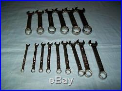 Snap-on 1/4 thru 1 12-point box SHORT COmbination Wrench 15pc SET OEXS715K ExC