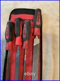 Snap on 4pc file set. Red handle