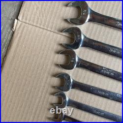 Snap-on 8pc Imperial Combination Spanner Set Non-Ratcheting Chrome Finish
