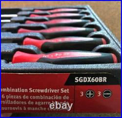 Snap-on Instinct Red 6 pc Combination Soft Grip Screwdriver Set SGDX60BR