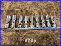 Snap-on SFSUM Swivel Socket Set 3/8 Drive 9 Pc Set Made in USA 10mm 18mm NICE