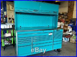 Snap-on Toolbox 73 inch wide 30 deep with top lockers in very rare Teal