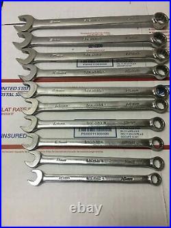 Snap-on Tools 10 Pc Metric Flank Combination Wrench Set SOEXM710 10mm-19mm