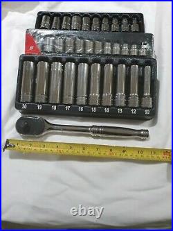 Snap-on Tools 30 Piece Socket Set 1 Ratchet 1 Long Drive As Seen Never Used