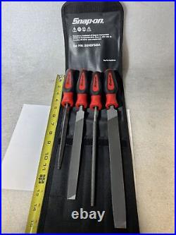 Snap-on Tools Red 4pc Instinct Handle Soft Grip Mixed File Set SGHBF500A