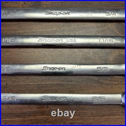 Snap-on Tools USA 8pc SAE FLANK DRIVE 12PT Chrome CombinationWrench set