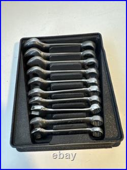 Snap-on USA 10pc 12pt Metric Stubby Offset Chrome Combination Wrench Set 10-19mm