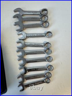 Snap-on USA 10pc 12pt Metric Stubby Offset Chrome Combination Wrench Set 10-19mm