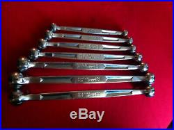 Snap-on Vintage 3/8-7/8 SAE 7 Piece 6 & 12 Point Double Flex Box Wrench Set FH