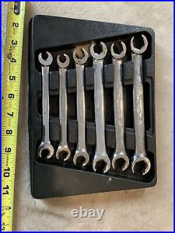 Snap on double end flare nut wrench set, metric, 6 pc. Tray has tear